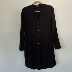 James Perse Black Mandarin Collar Shirtdress • Size Small